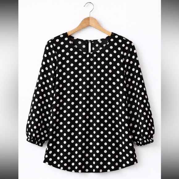 Adrianna Papell Tops - NWT Adrianna Papell Black and White Polka Dot Top Small